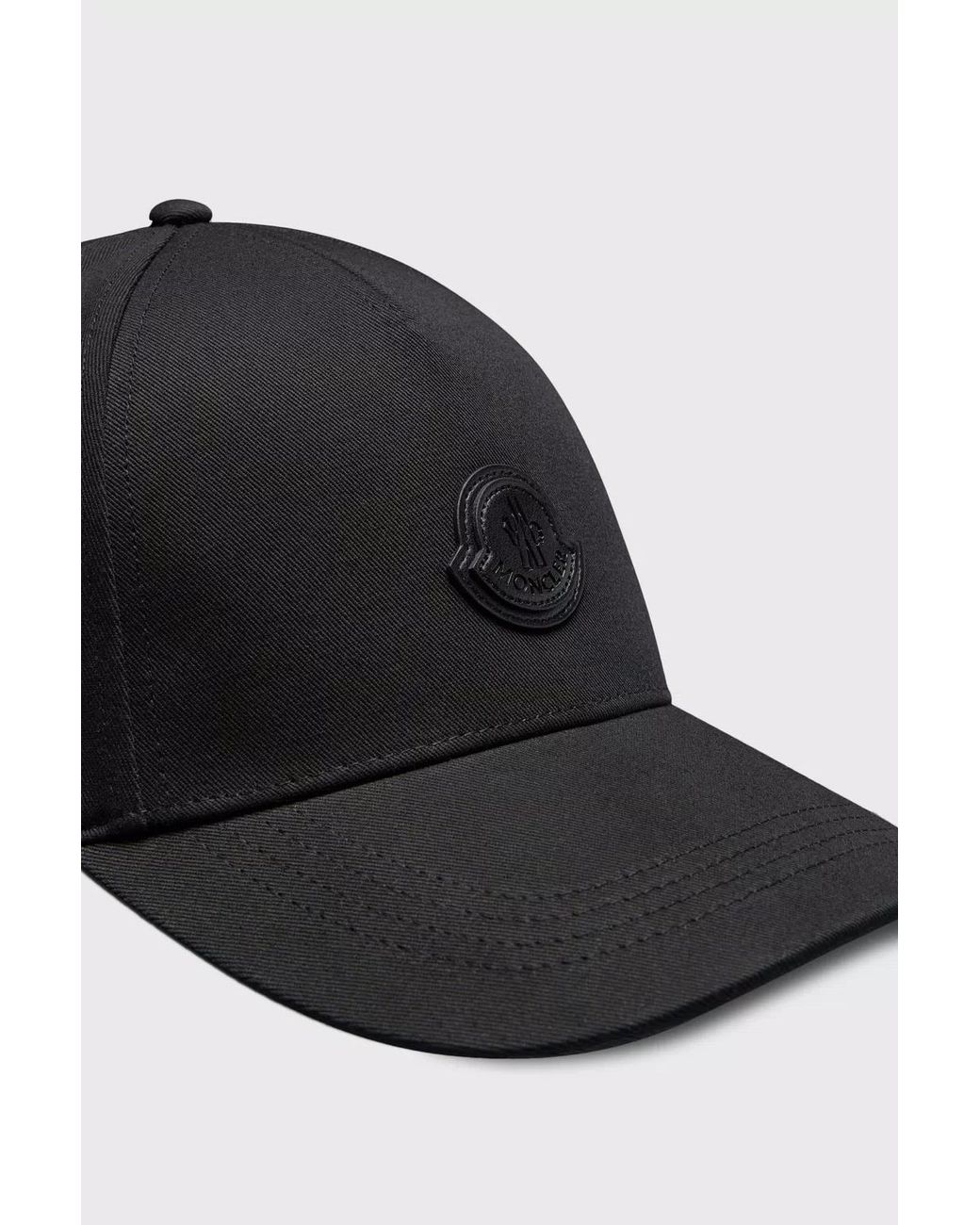 Moncler Black Logo Patch Curved Peak Baseball Cap for men