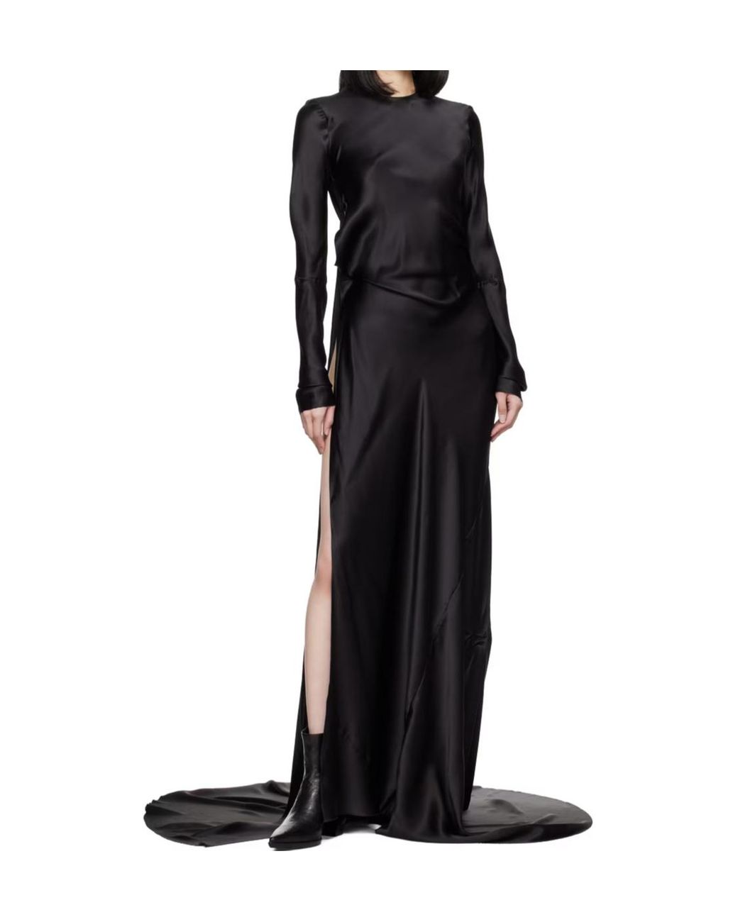 Ann Demeulemeester Black Long-Sleeve Dress