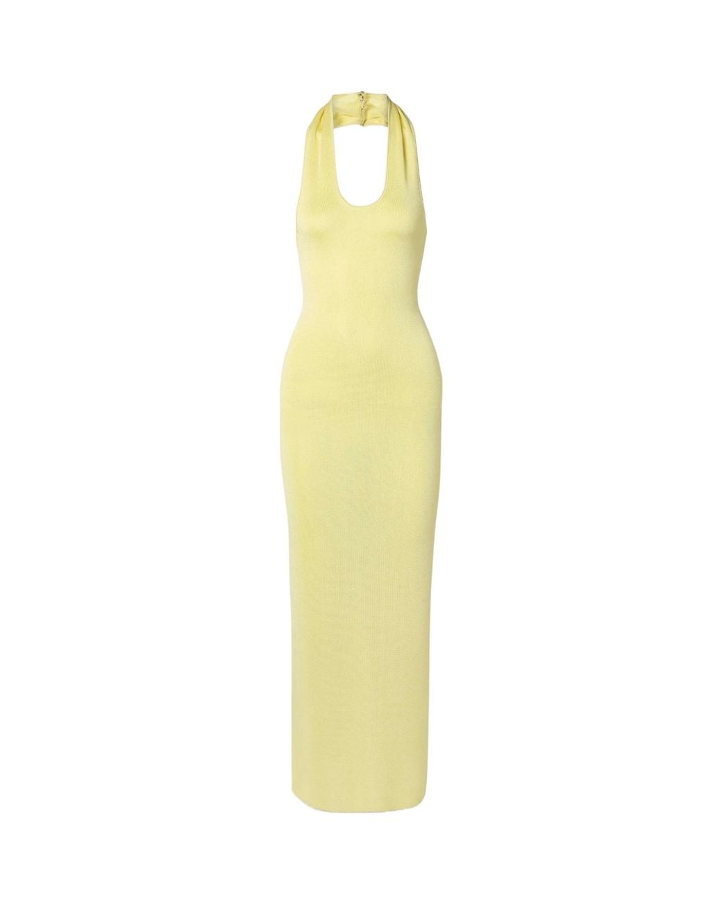 Khaite Yellow Coraline Halterneck Midi Dress