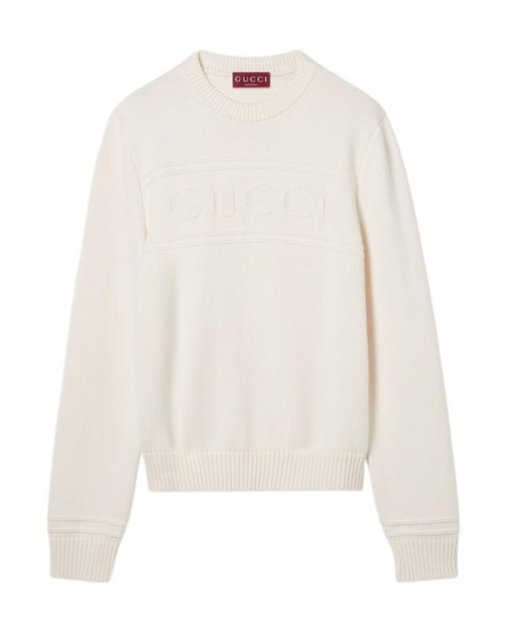 Gucci White Logo Intarsia Knit Jumper for men