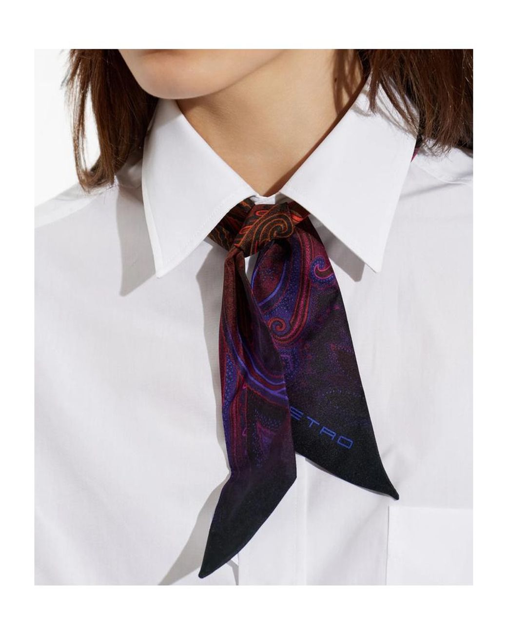 Etro Blue Pointed-Tip Silk Scarf