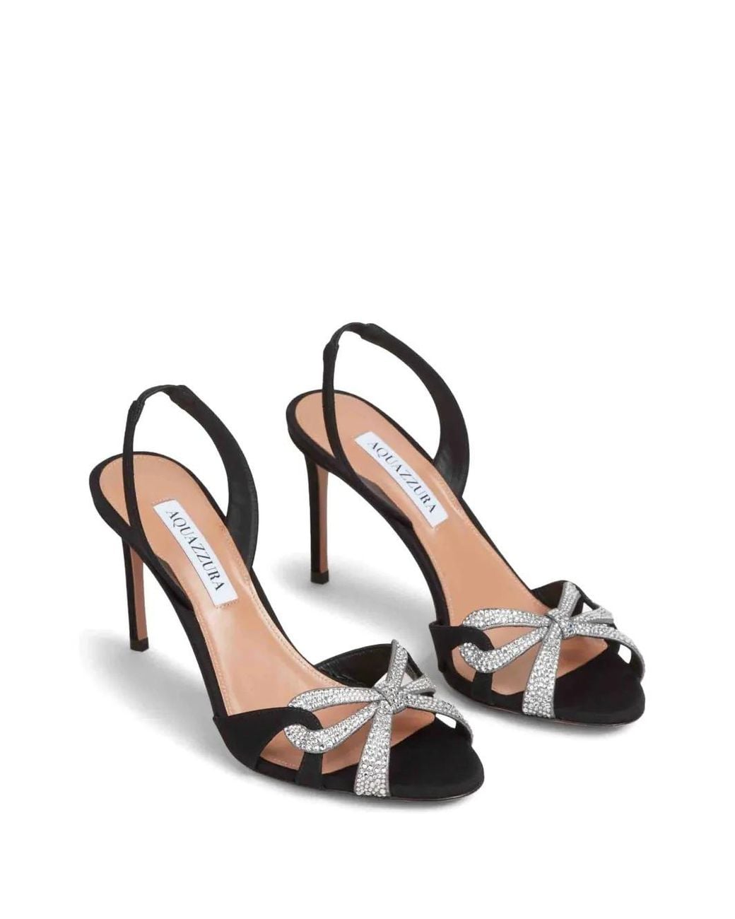 Aquazzura Metallic Crystal-Embellished Slingback High Heels