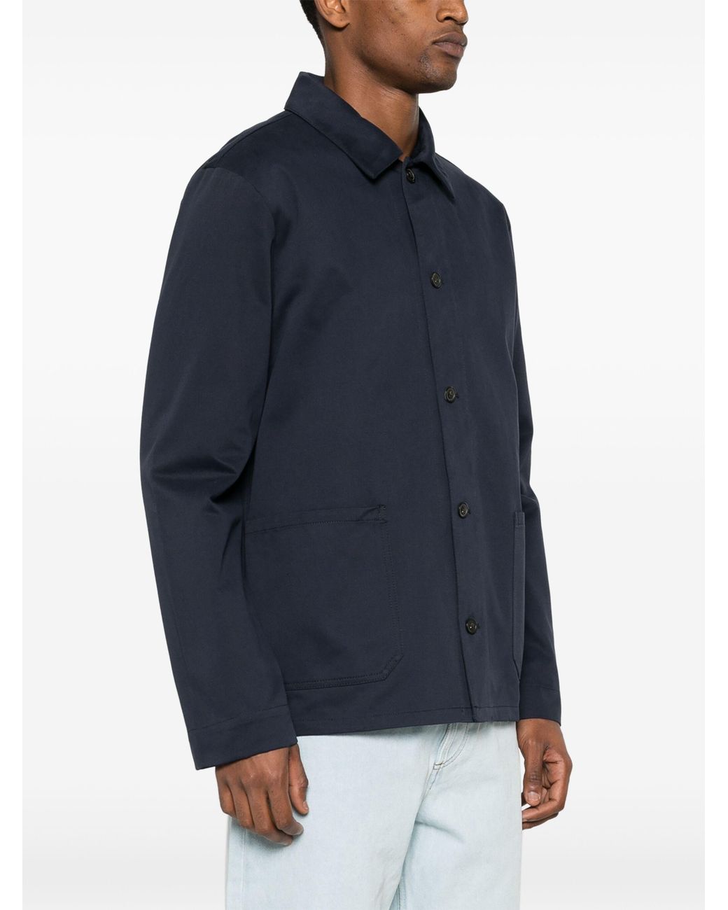 A.P.C. Blue Twill Cotton Overshirt for men