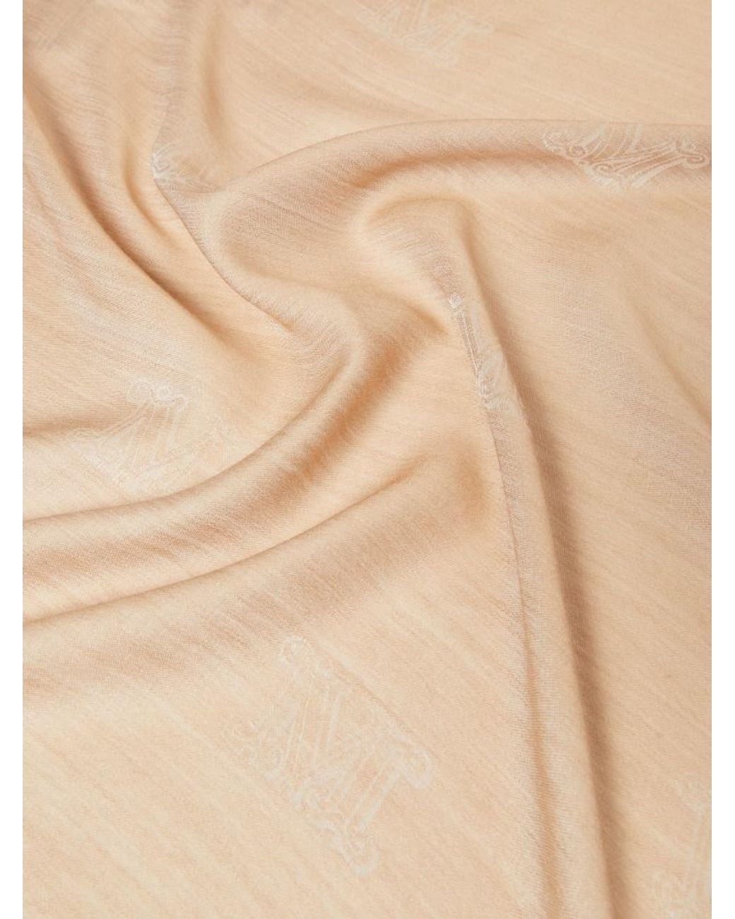 Max Mara Natural Wool, Silk And Cotton Logo Shawl