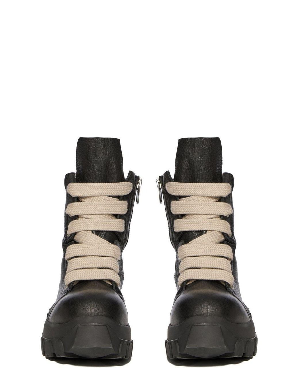 Rick Owens Black Lace-Up Combat Boots for men