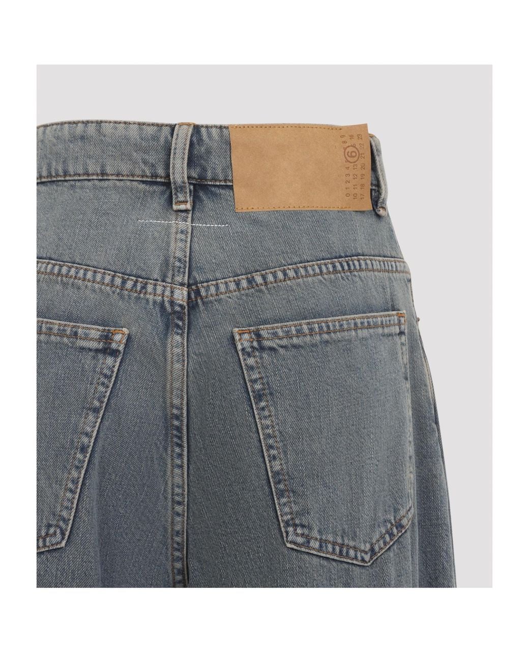 MM6 by Maison Margiela Blue Logo Patch Wide-Leg Jeans