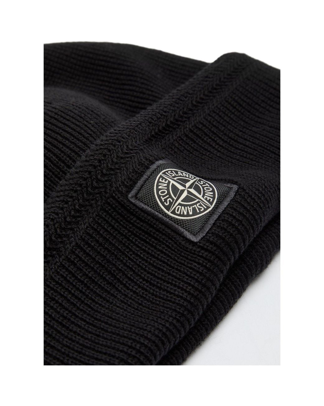 Stone Island Black Lightweight Warm Knit Beanie for men