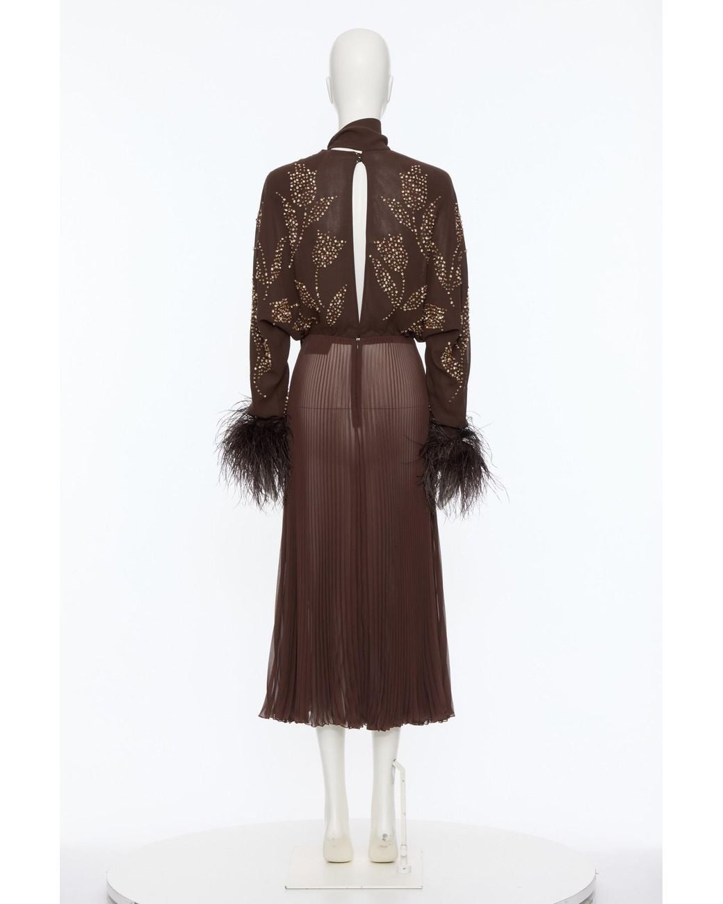 Valentino Brown Long-Sleeved Dress