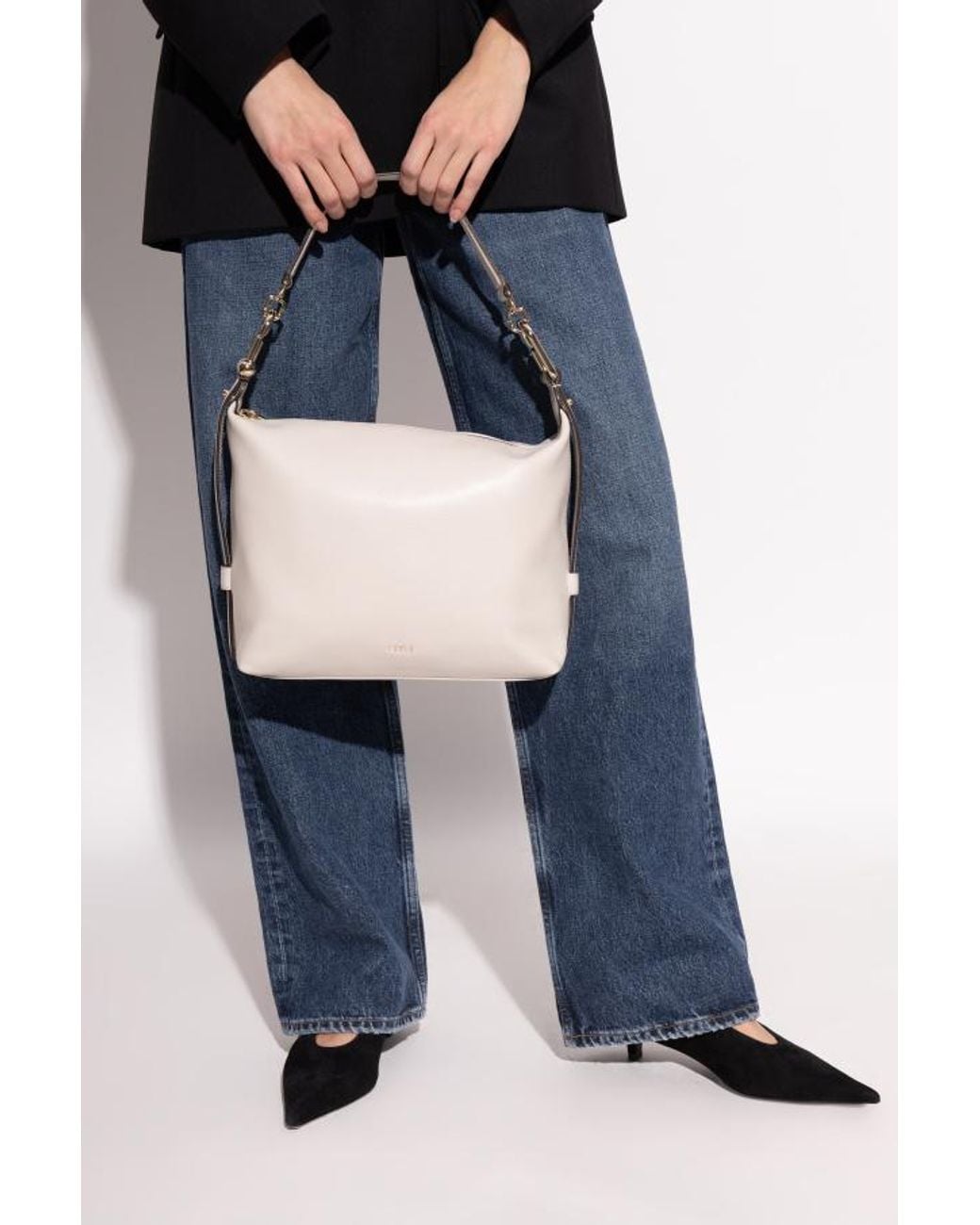 Furla White Tonie Medium Shoulder Bag