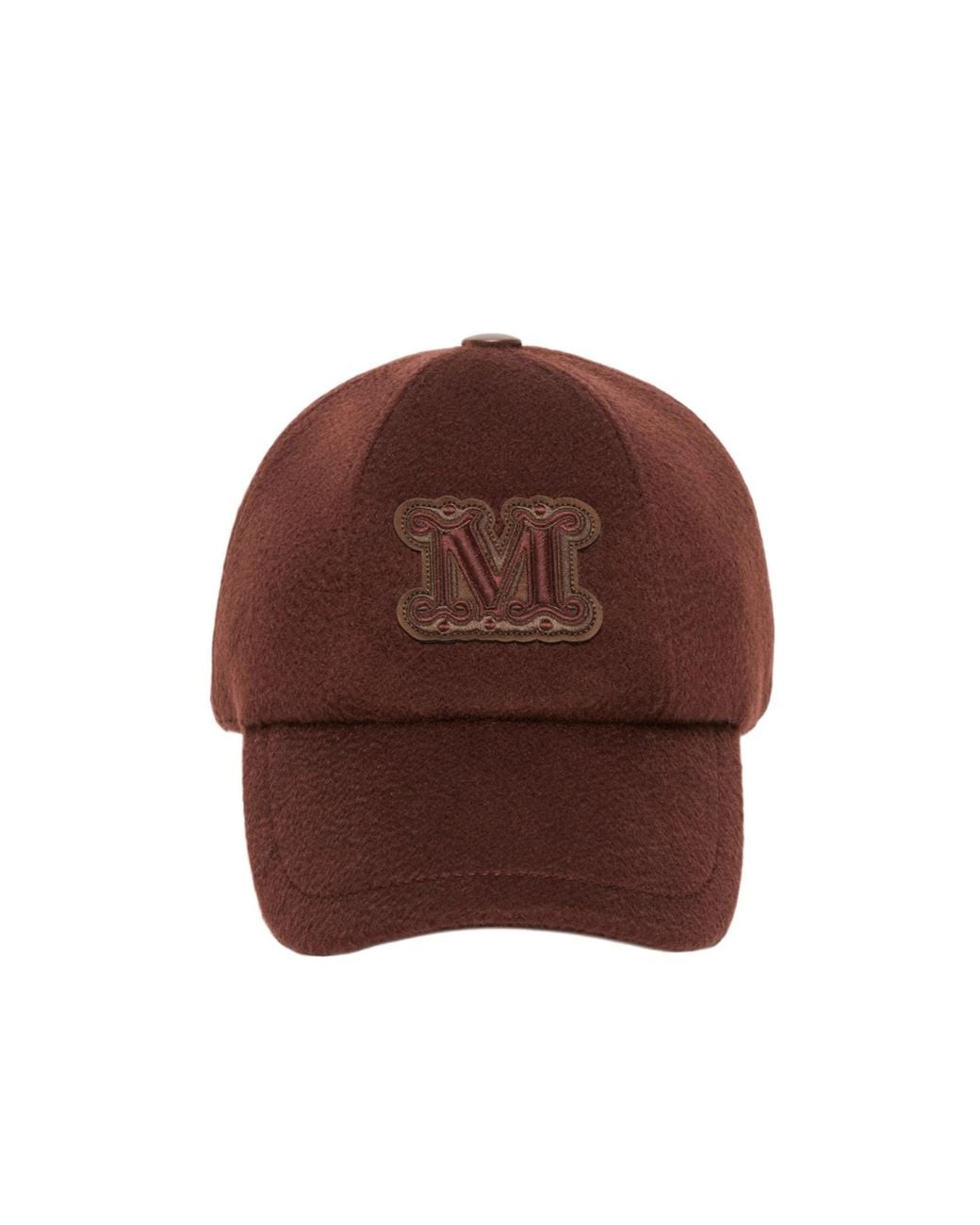 Max Mara Brown Cashmere Double Drap Baseball Cap