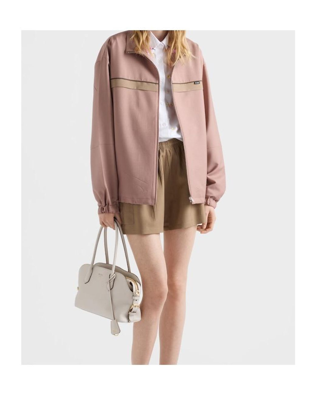 Prada Natural Signet Medium Leather Tote Bag