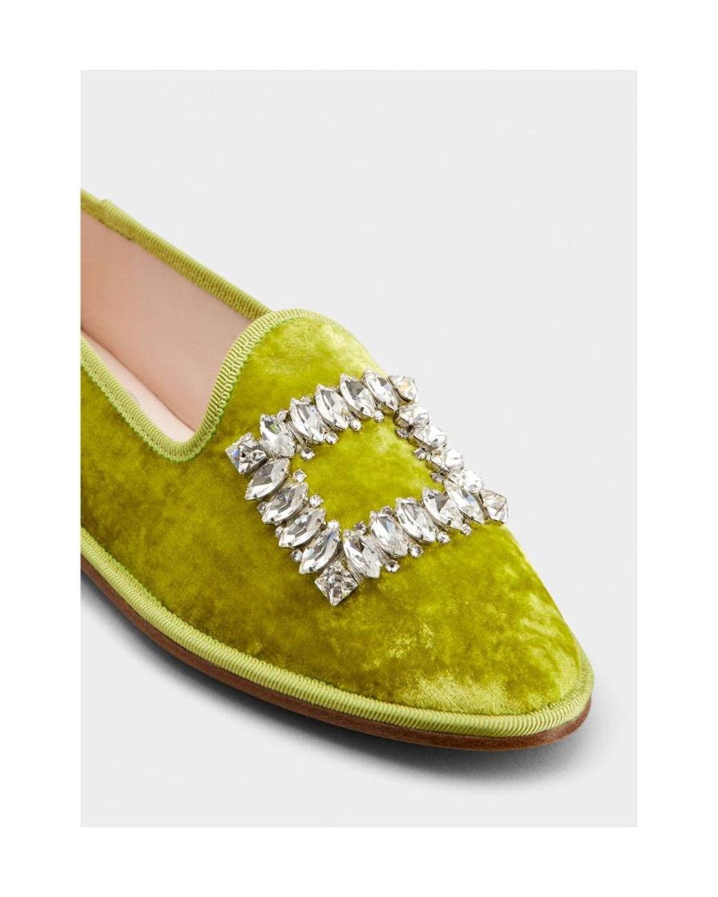 Roger Vivier Yellow Babby Viv' Strass Embroidered Buckle Slippers