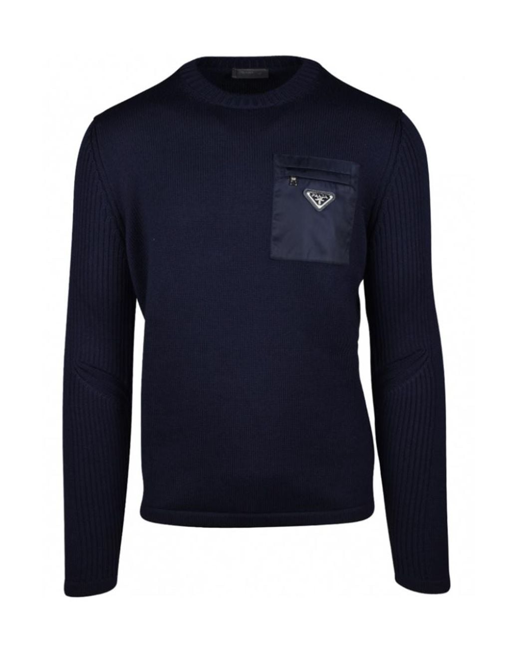 Prada Blue Dark Logo Pullover for men