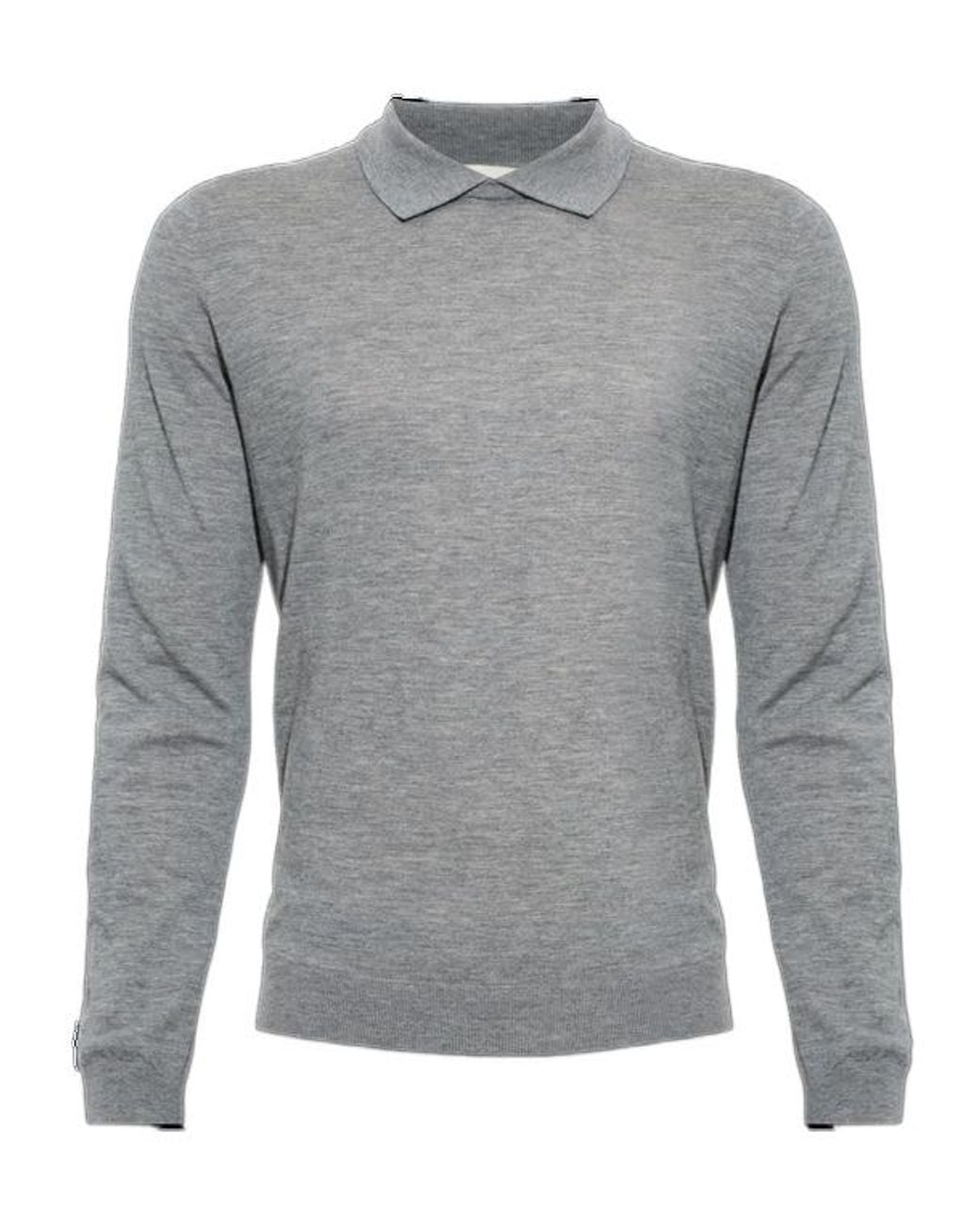 Lisa Yang Gray Torin Polo Knitted Top for men