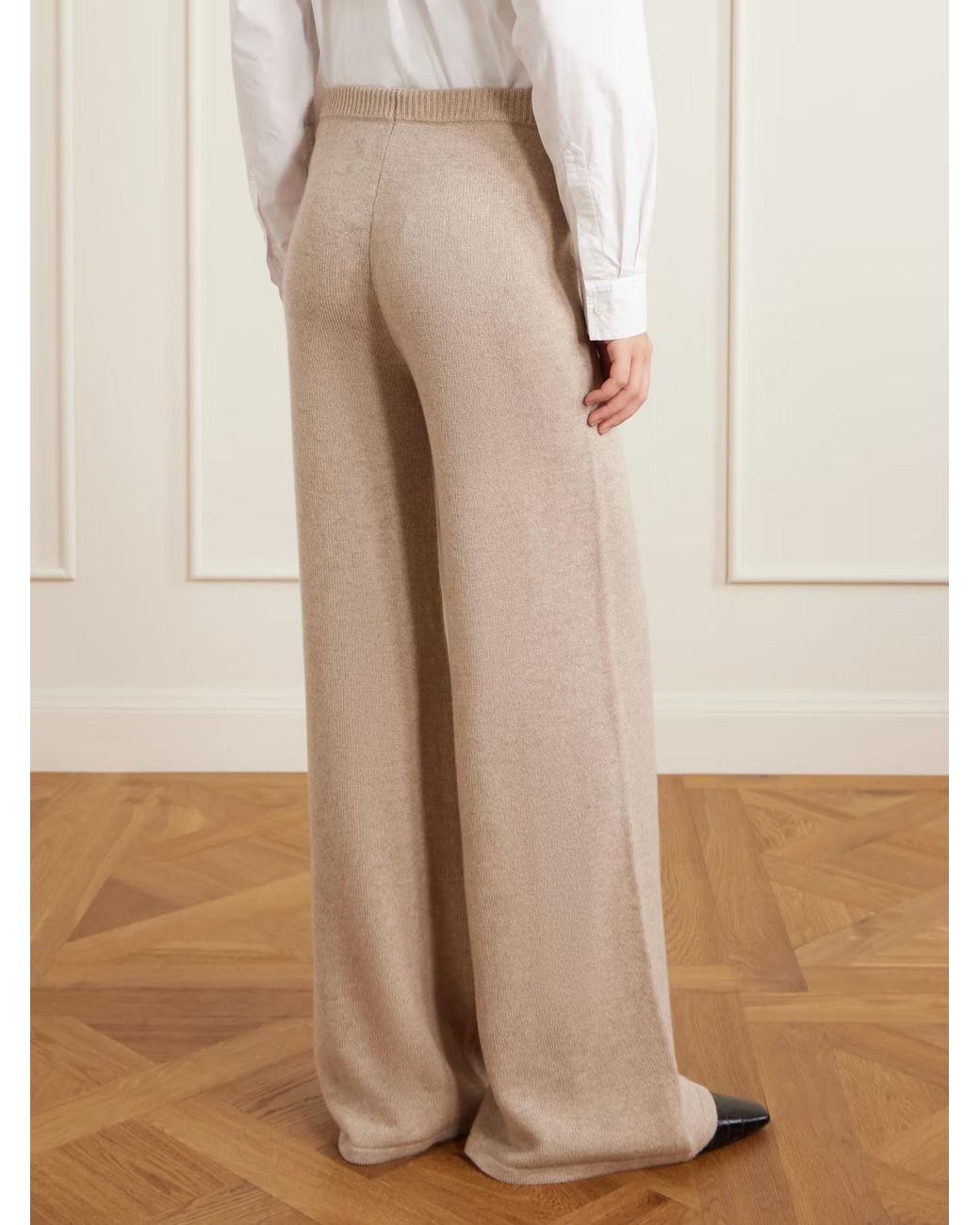 The Elder Statesman Natural Juniper Cashmere Wide-Leg Casual Pants