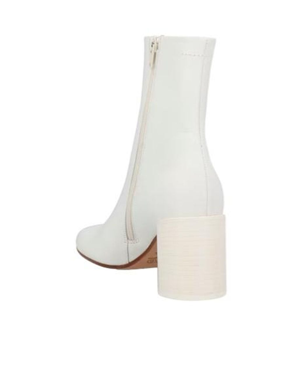 MM6 by Maison Margiela White Minimalist Square-Toe Ankle Boots