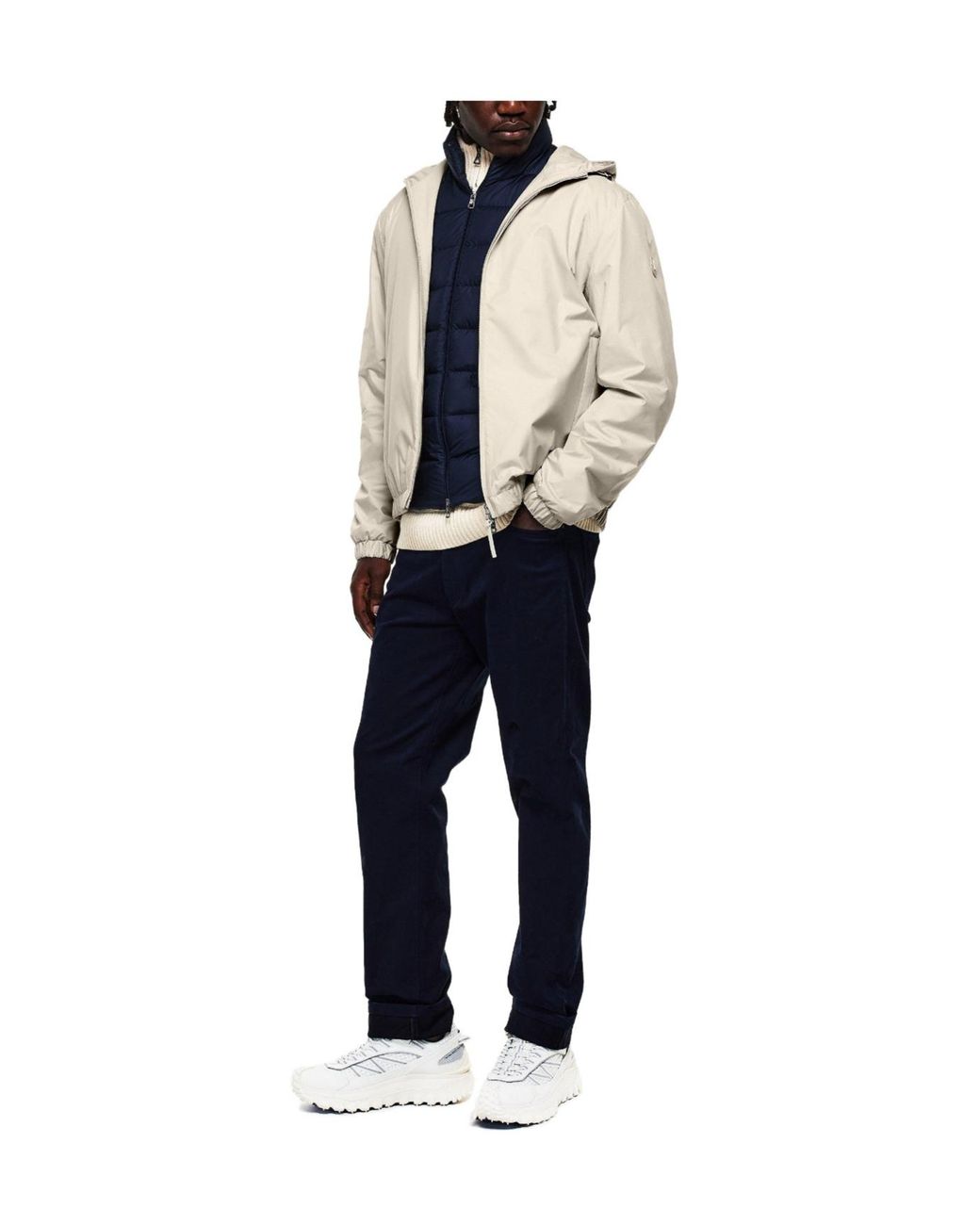 Moncler White Hooded Windproof Jacket for men