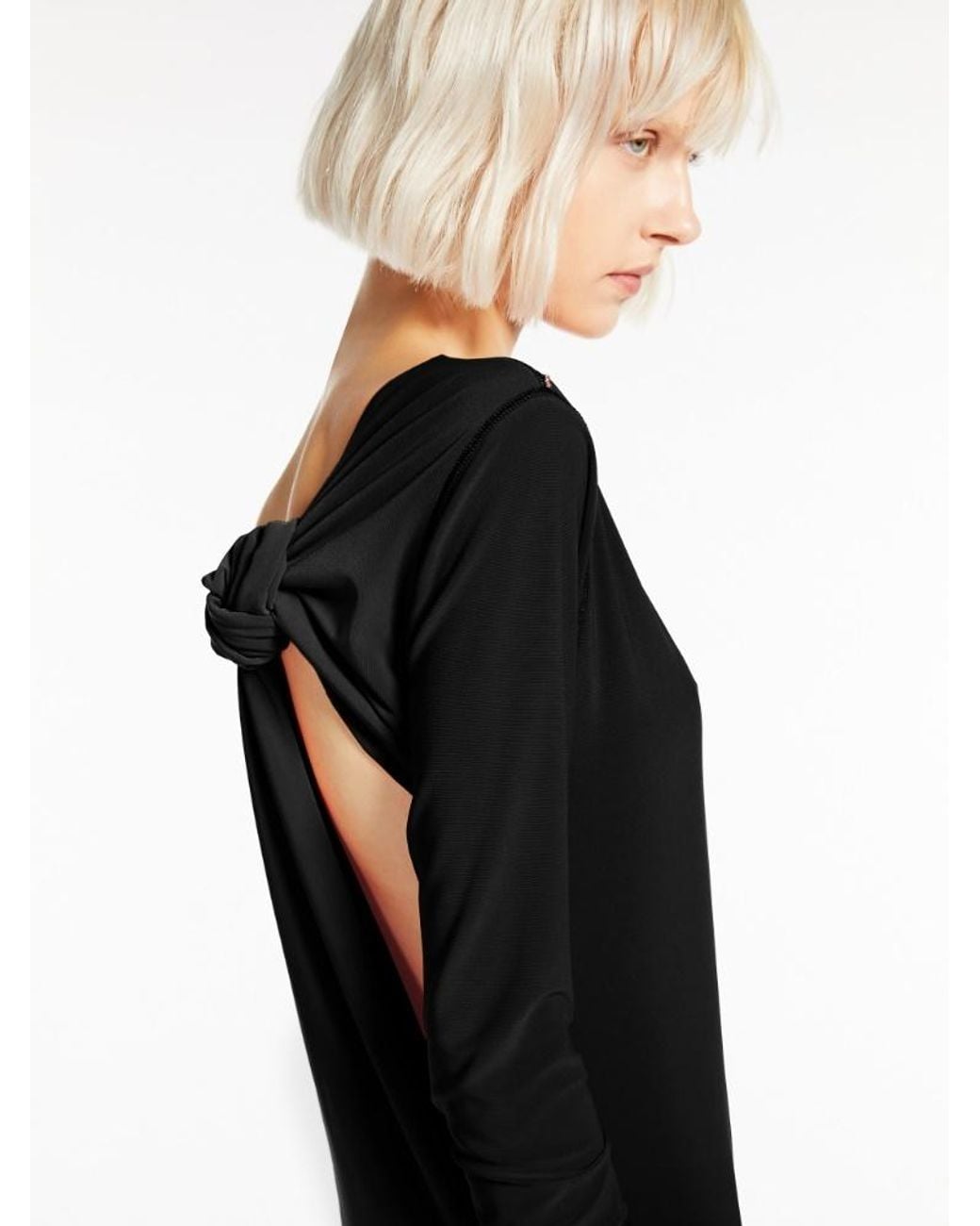 Sportmax Black Asymmetric Jersey Dress
