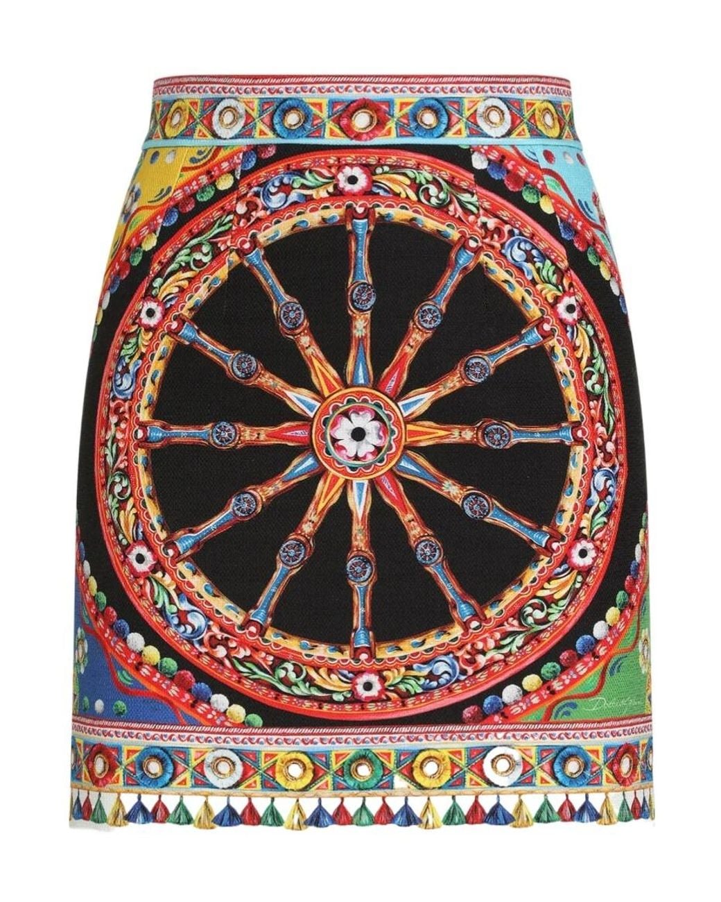 Dolce & Gabbana Multicolor Printed Stretch Cotton Mini Skirt