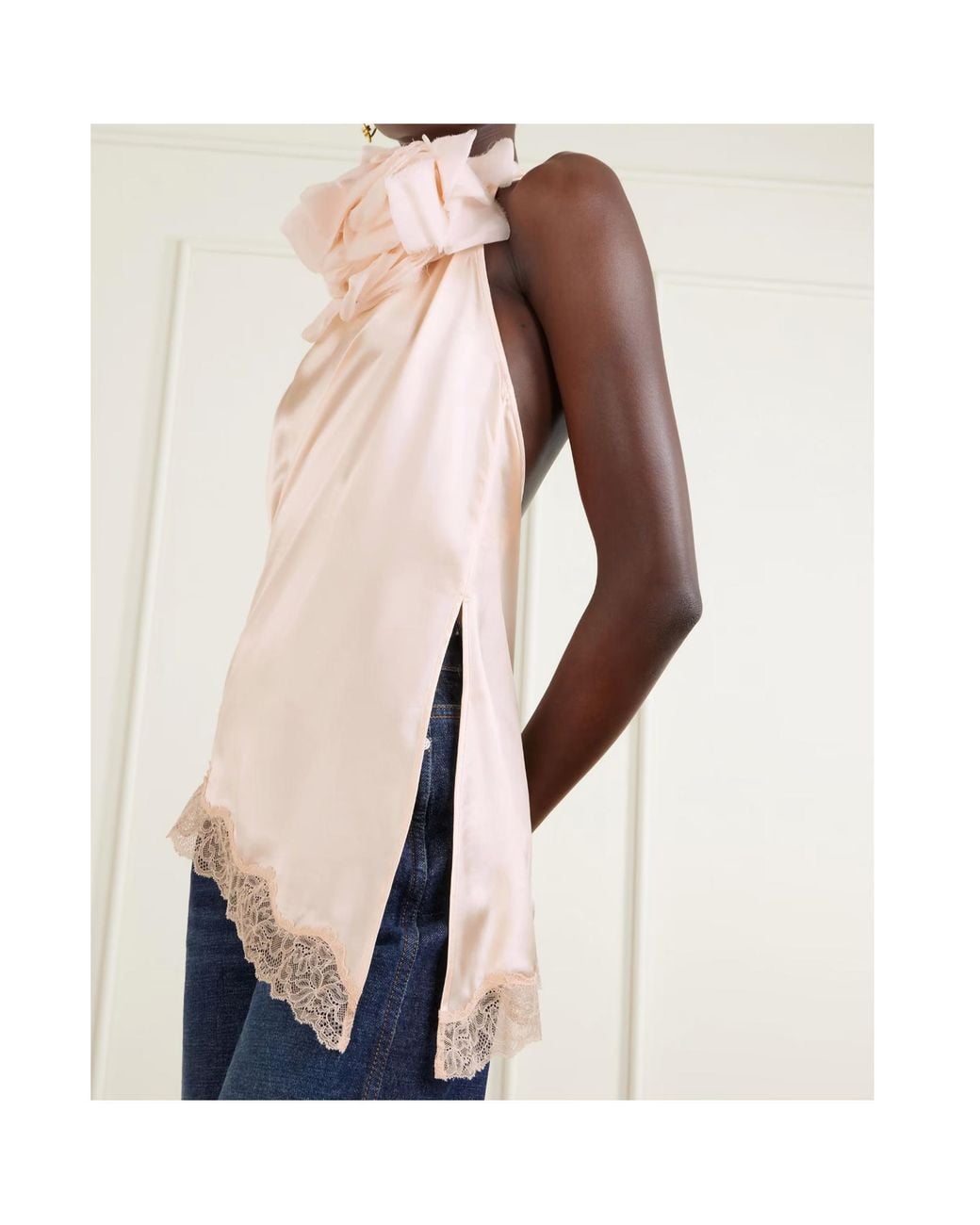 Magda Butrym Pink Lace-Trimmed Backless Top