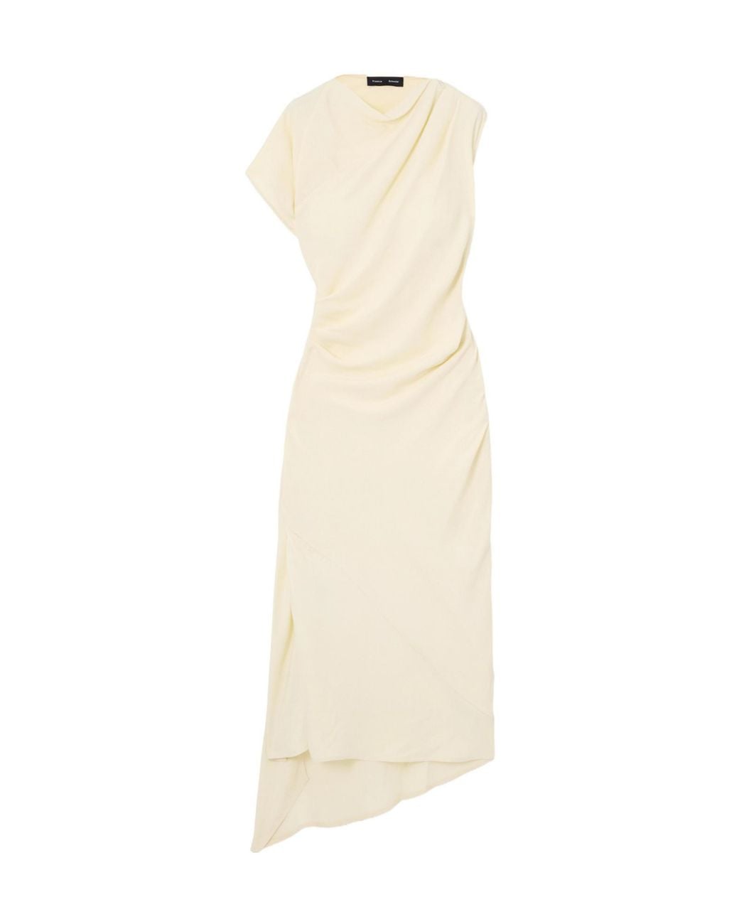 Proenza Schouler Natural Hallie Draped Ruched Twill Midi Dress