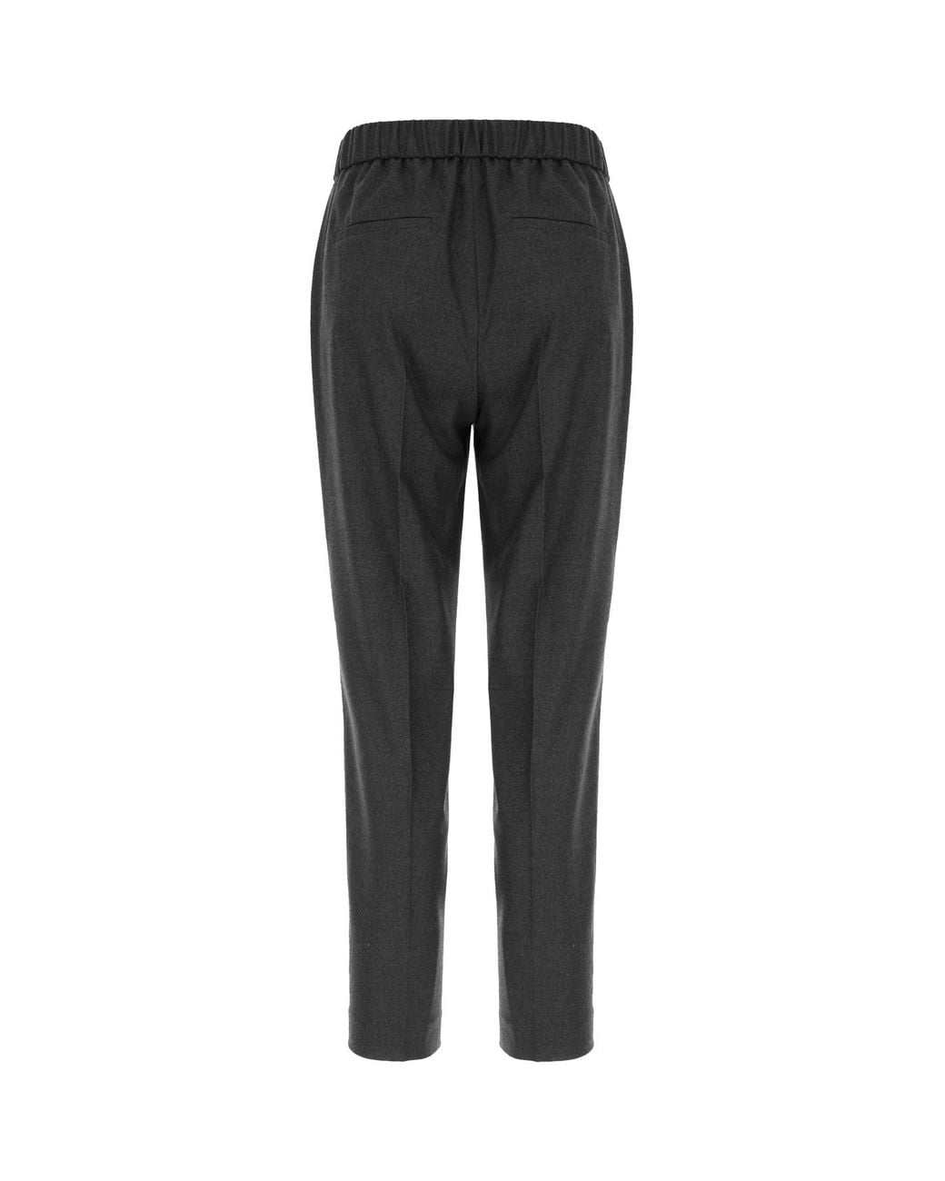 Peserico Gray Bead-Embellished Elasticated-Waistband Trousers