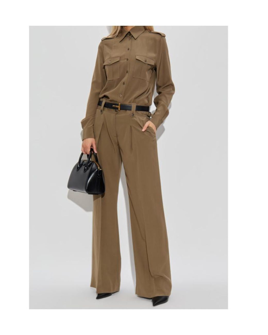Tom Ford Natural Pleated Wide-Leg Trousers