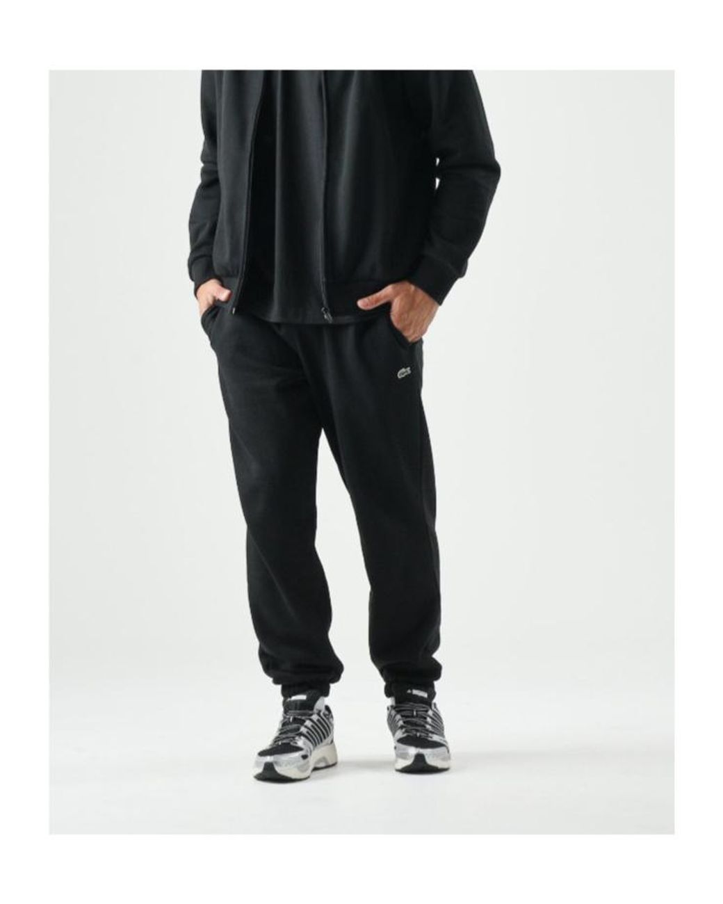 Lacoste Black Regular Fit Fleece Sweatpants for men
