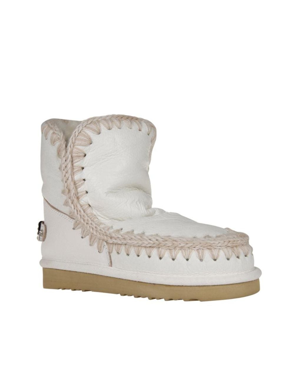 Mou Gray Contrast-Colored Stitching Snow Boots
