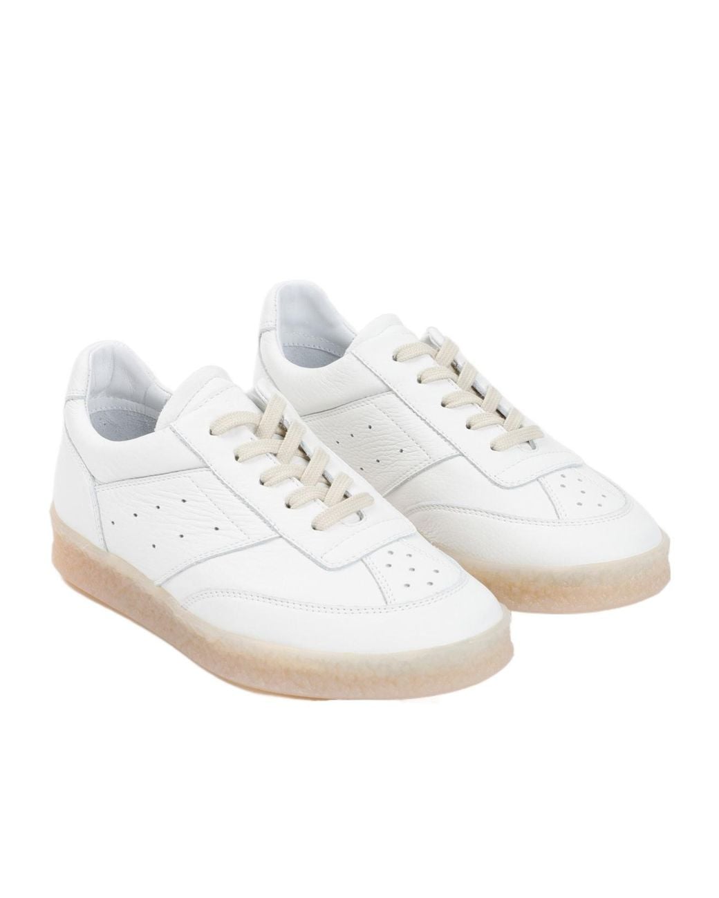 MM6 by Maison Margiela White Lace-Up Low-Top Sneakers