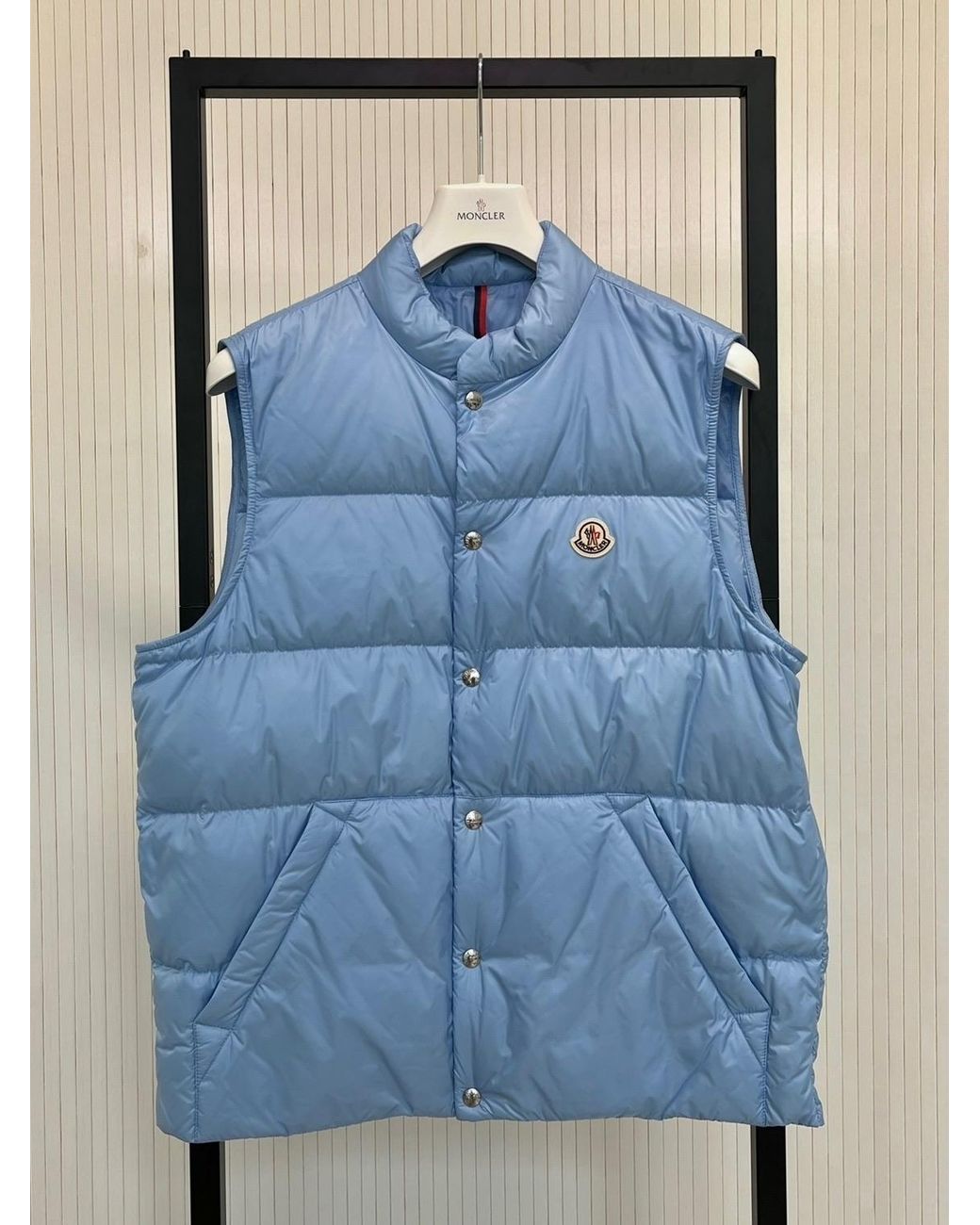 Moncler Blue Tuquerouye Logo Patch Puffer Gilet for men
