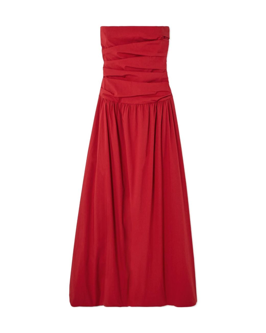 St. Agni Red Ruched Cotton Dress