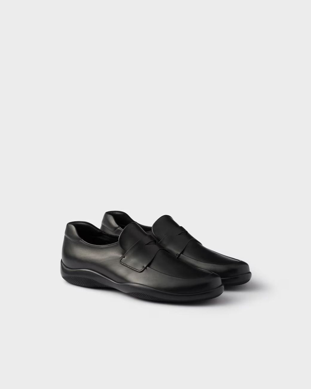 Prada Black Toblach Leather Loafers for men