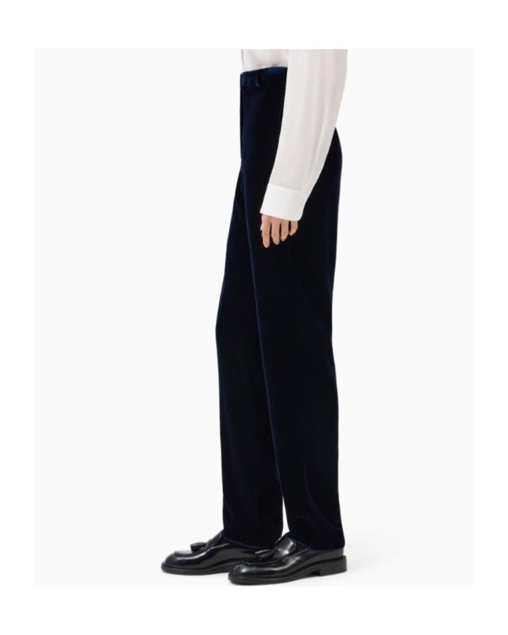 Emporio Armani Blue High-Waist Velvet Pants