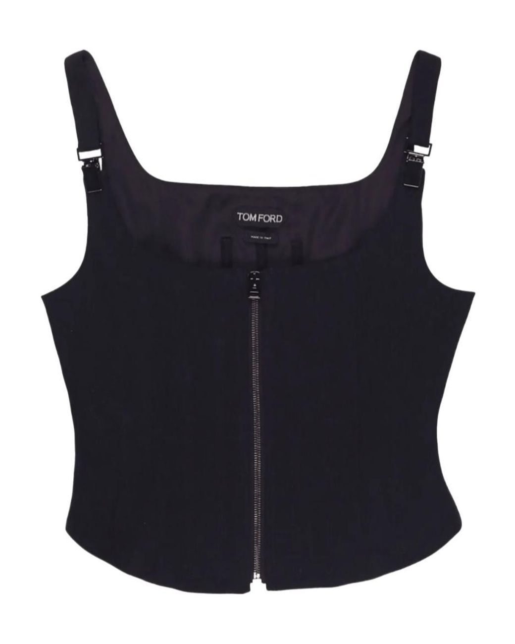 Tom Ford Blue Square Neck Corset Top