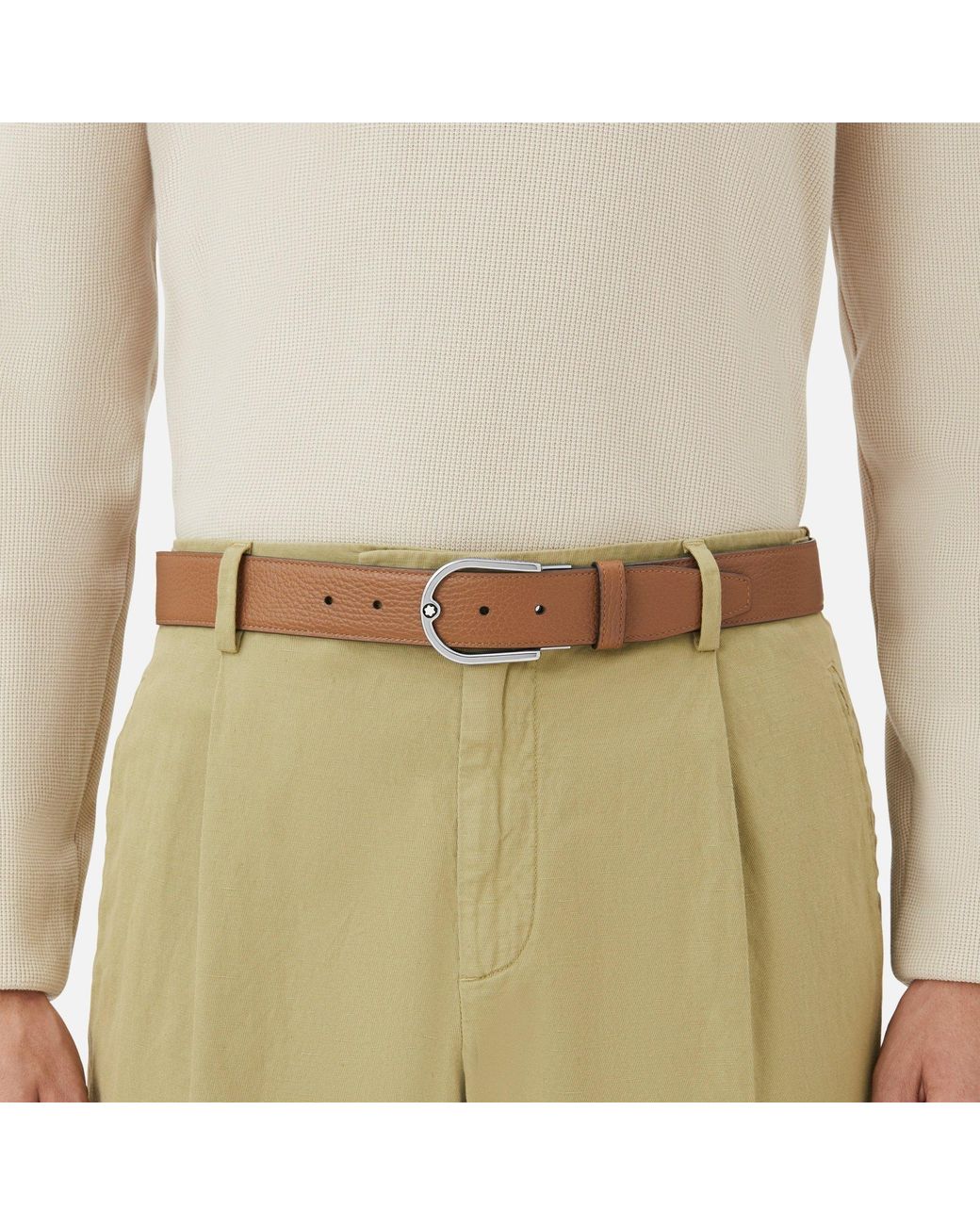 Montblanc Multicolor Reversible Horseshoe Buckle Leather Belt for men