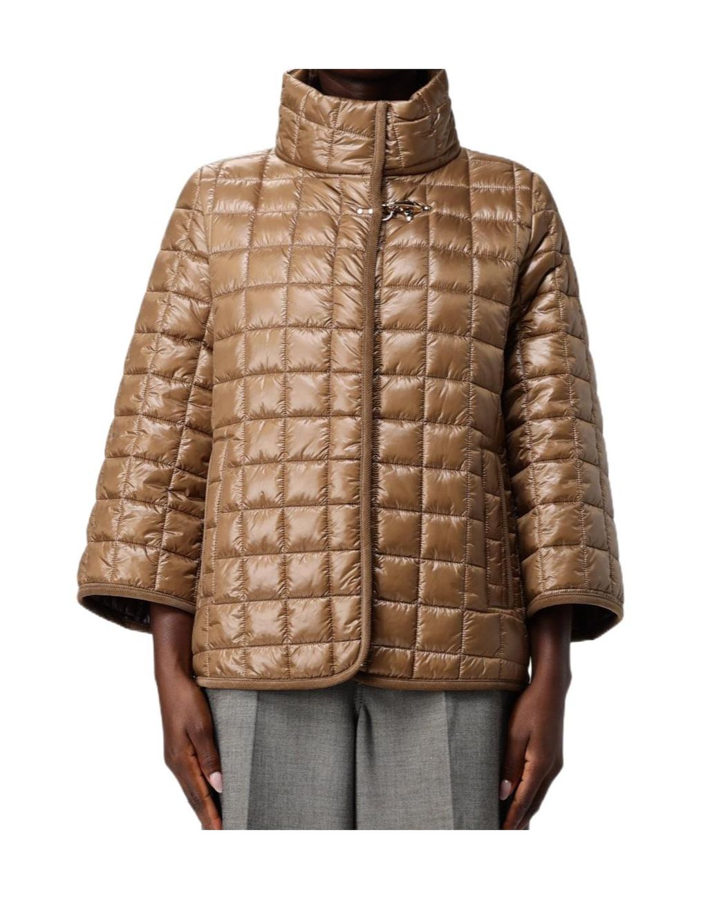 Fay Brown Quilted Toggle Coat
