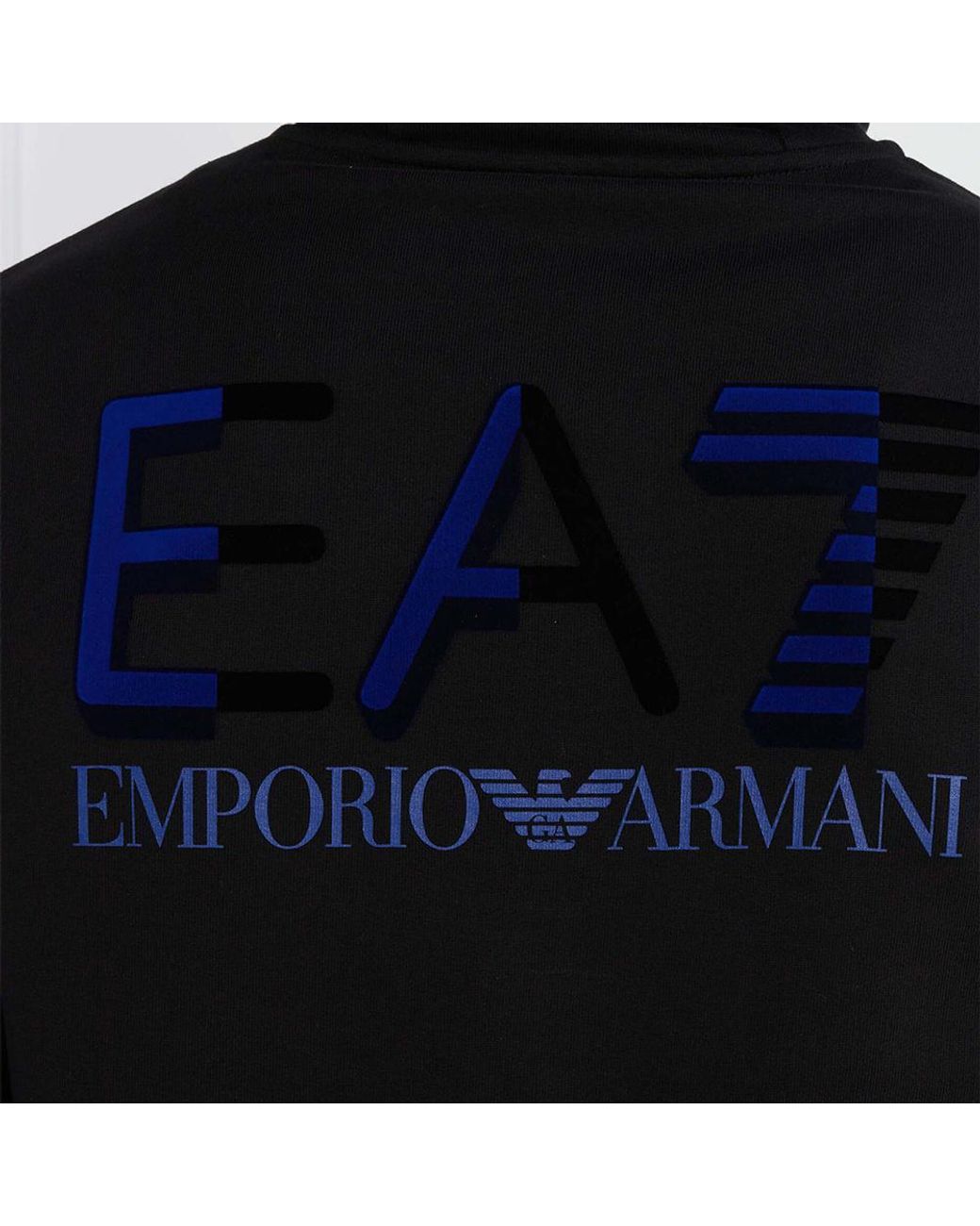 EA7 Black Logo Logo Hooded Sweater for men