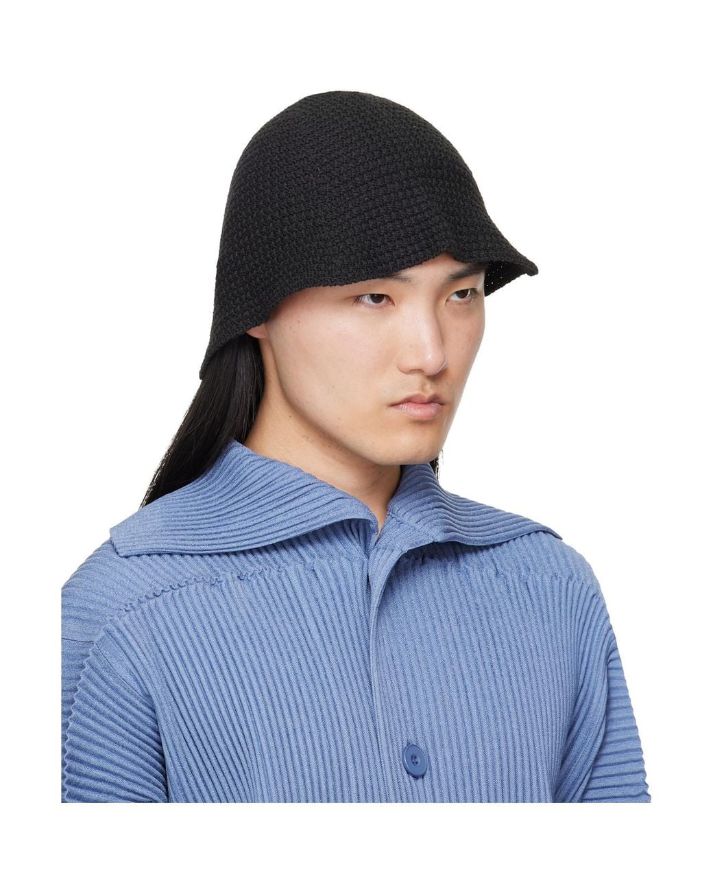 Homme Plissé Issey Miyake Blue Crocheted Fisherman's Hat for men