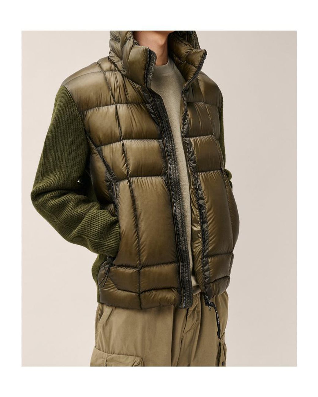 C P Company Green Panelled Down Jacket for men