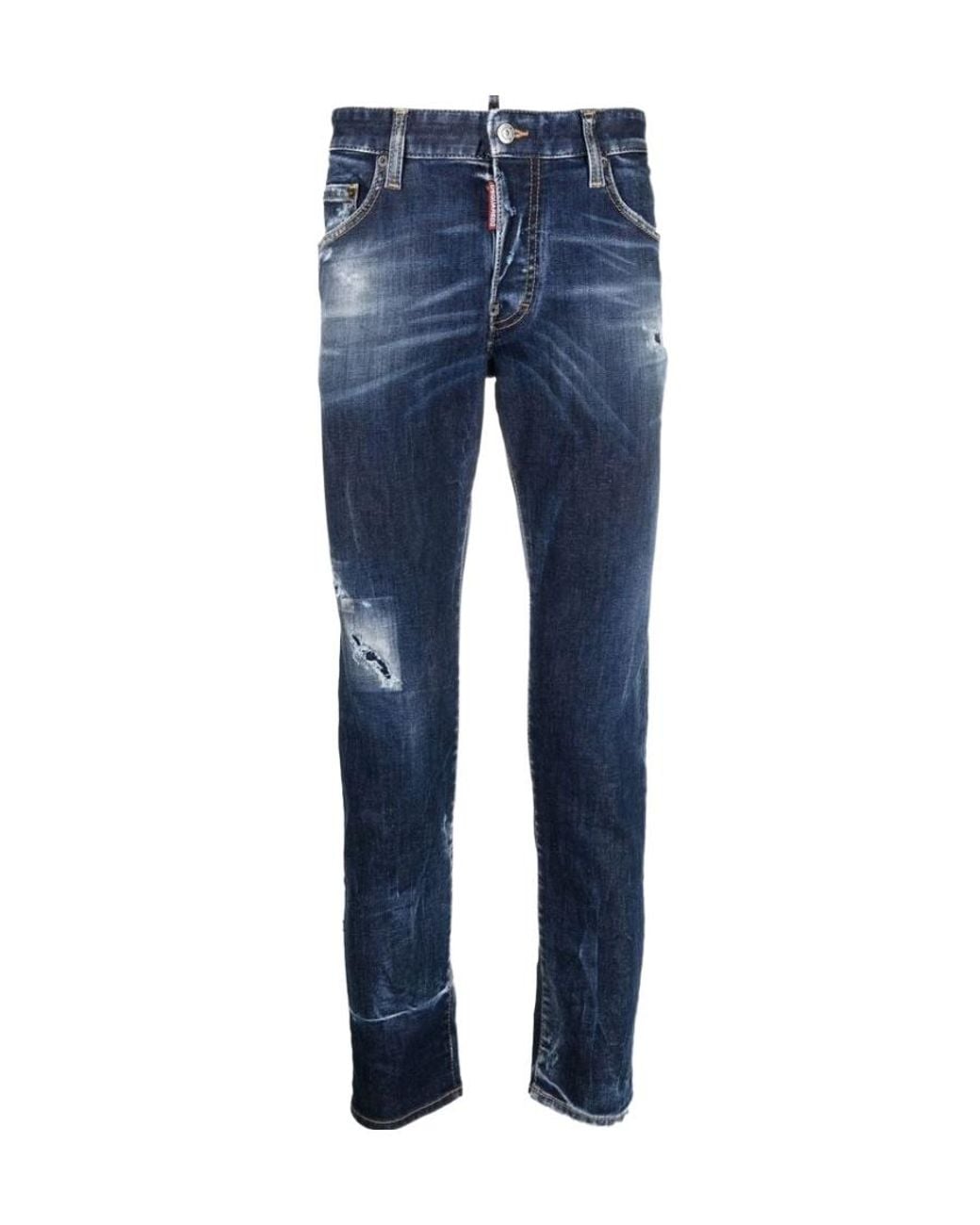DSquared² Blue Slim Fit Distressed Jeans for men