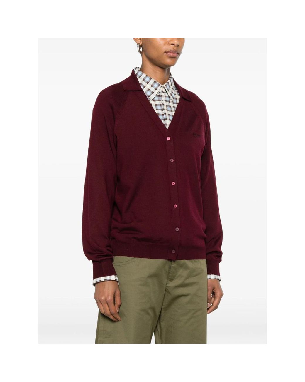 Miu Miu Purple Long-Sleeved Button-Up Cardigan