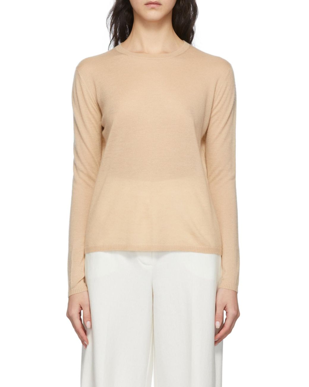 Max Mara Natural Round-Neck And Long-Sleeved Sweater