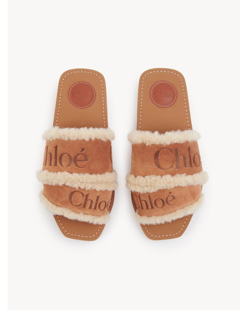 Chloé Brown Chloé Woody Shearling Sandals