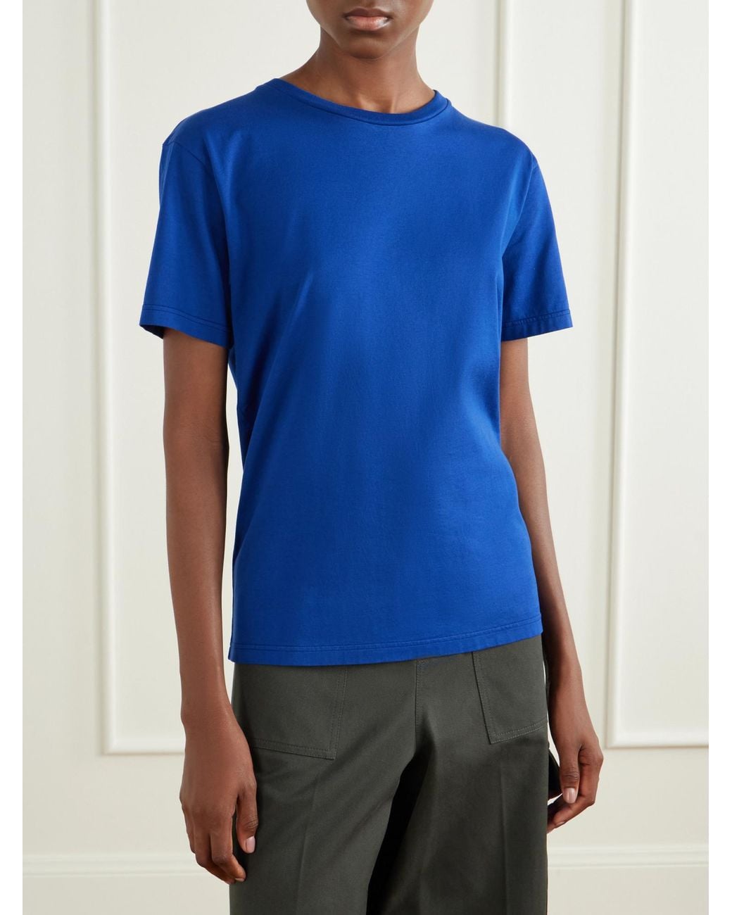 Rier Blue Simple Cotton T-Shirt