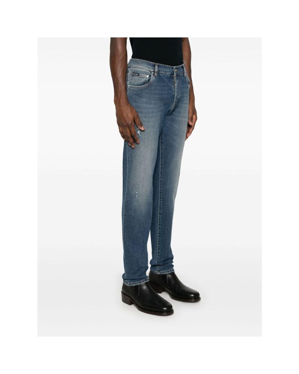 Dolce & Gabbana Blue Medium-Rise Slim Cotton Jeans for men