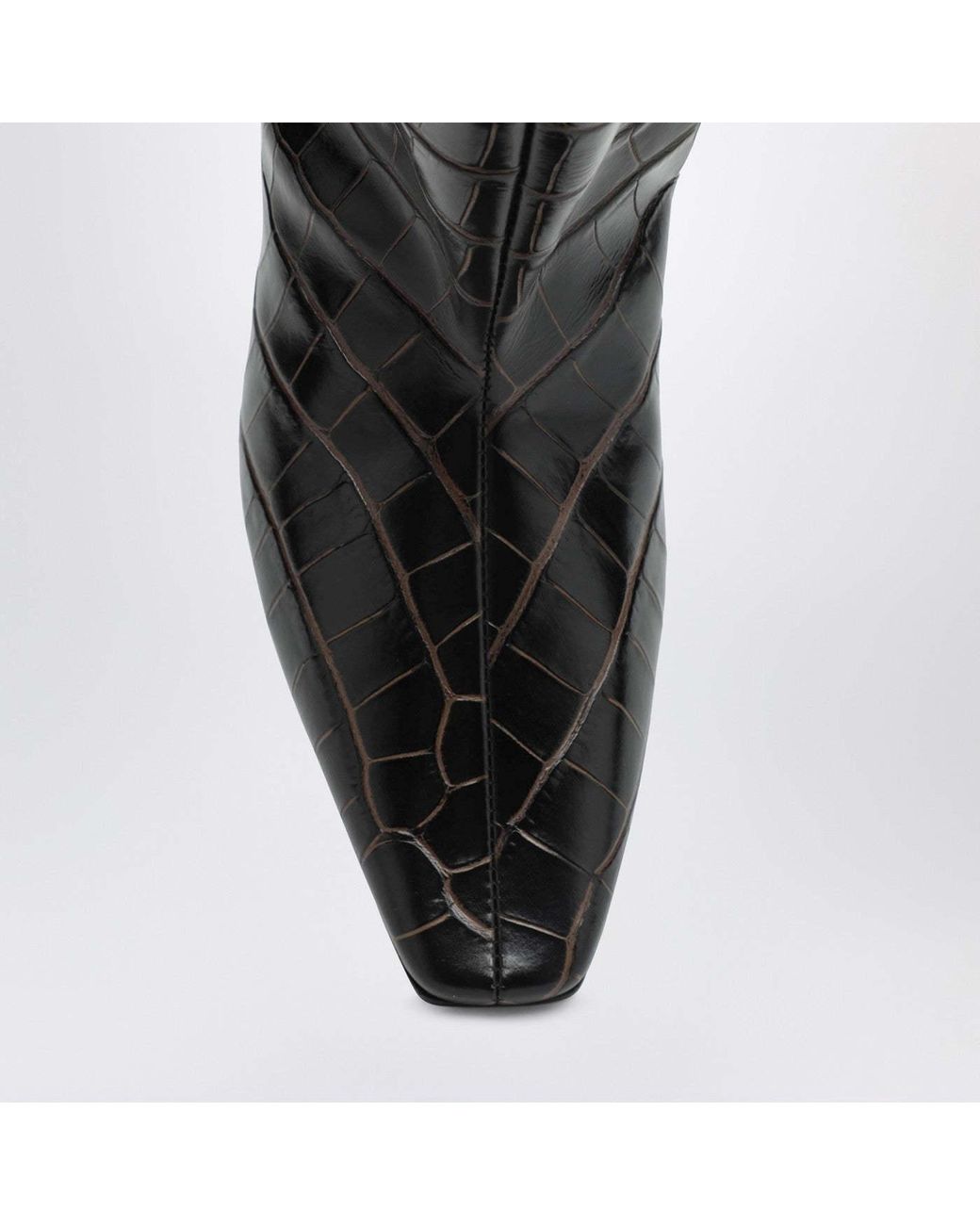 Totême Black Croc-Embossed Knee-High Boots