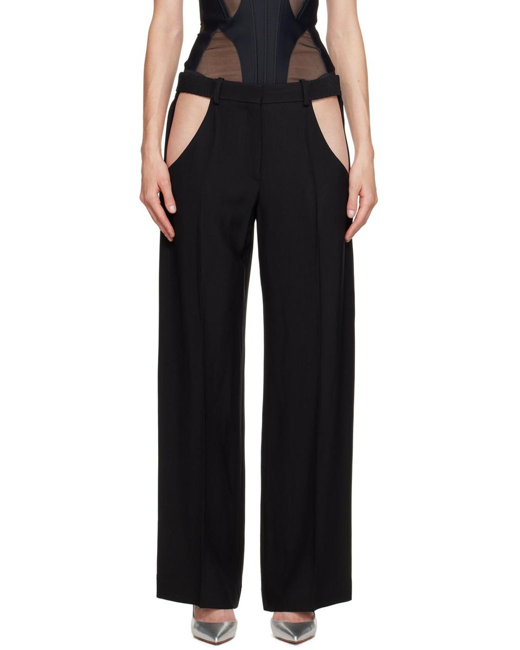 Mugler Black ミュグレー カットアウト トラウザーズ