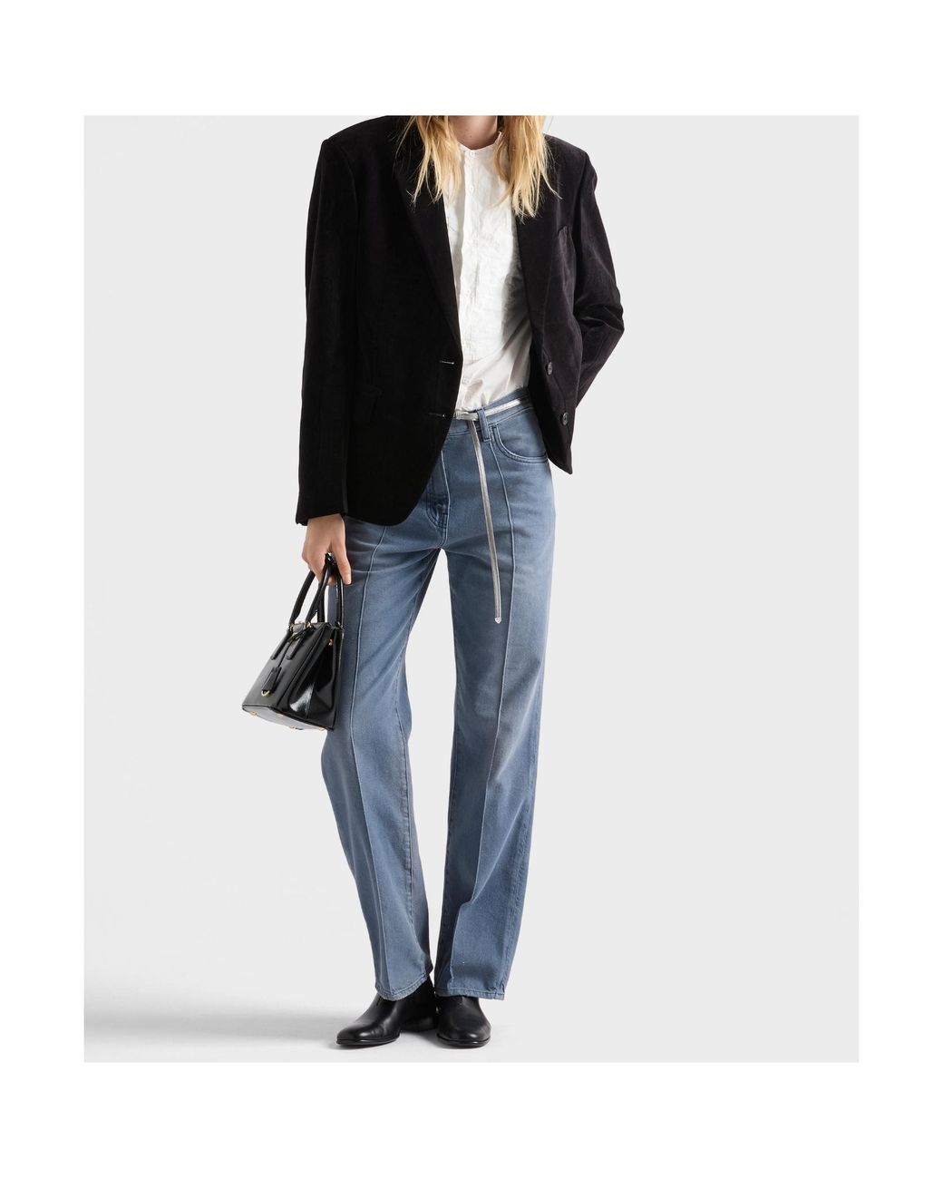 Prada White Embroidered Long-Sleeved Shirt