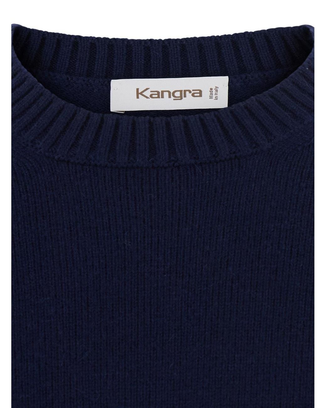 Kangra Cashmere Blue Long-Sleeve Crew-Neck Sweater for men
